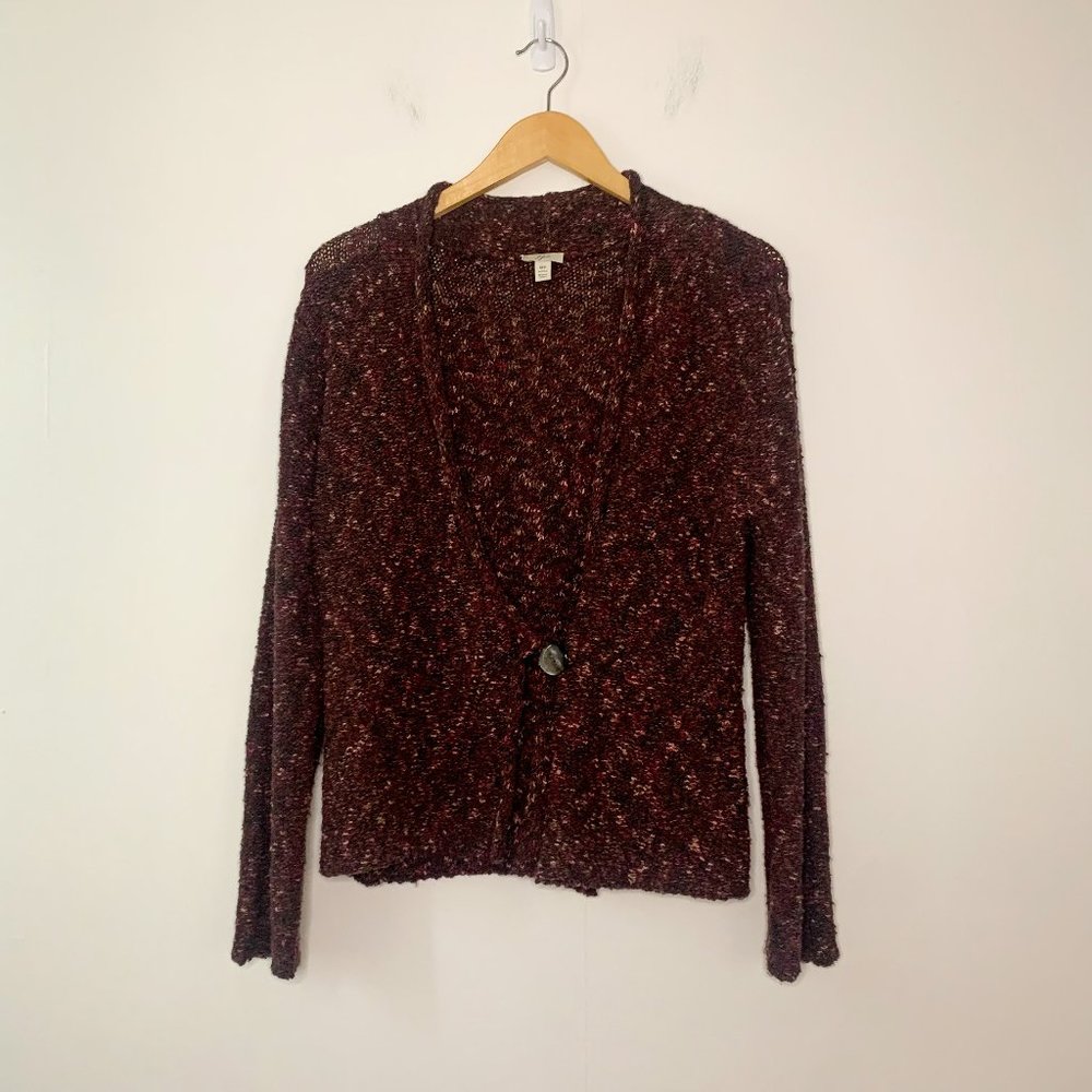 J. Jill Single Button Marled Knit Cardigan, Size Medium Petite
